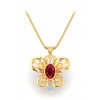 Butterfly Red Stone Pendant with Stud